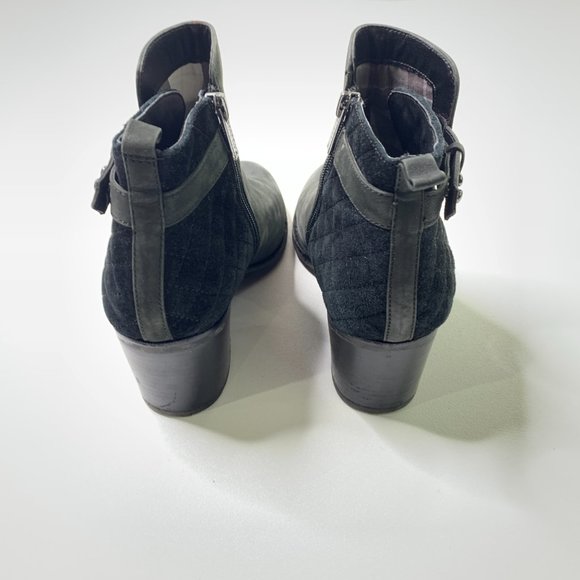 Sperry Leather Ankle Booties Boots Black Heels Quilted Suede Trendy Womens 6.5 - Picture 4 of 9